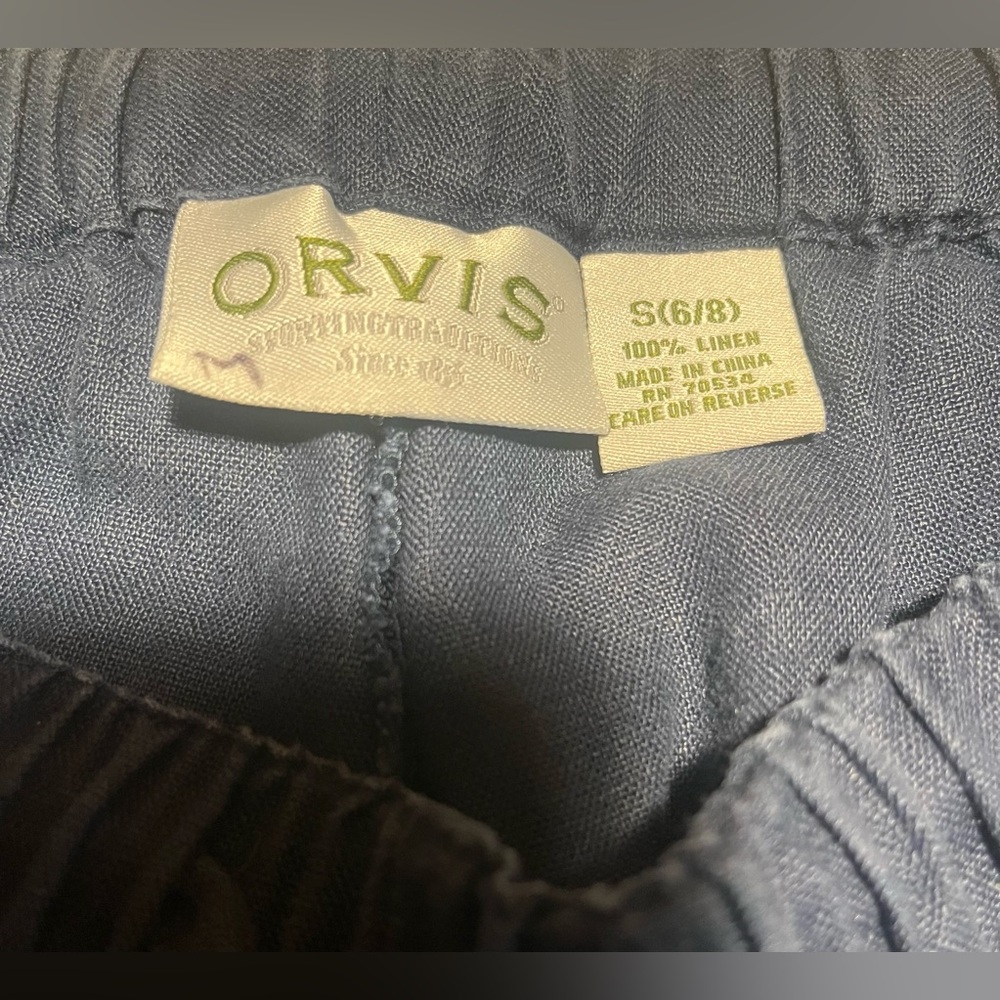 Orvis Navy Blue Linen Straight Leg Pants - Picture 4 of 5